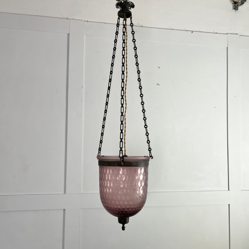 Edwardian Pink Glass Pendant Light