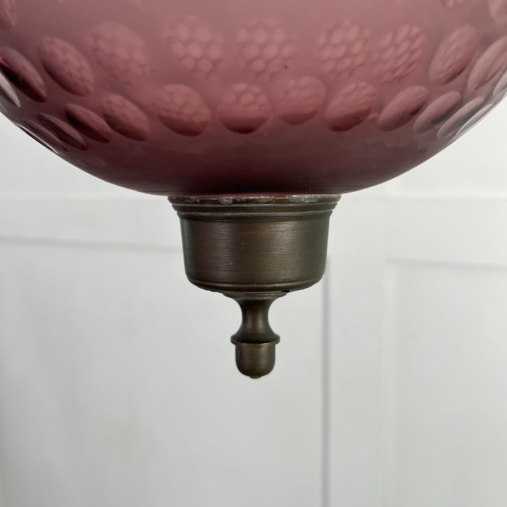 Edwardian Pink Glass Pendant Light View V
