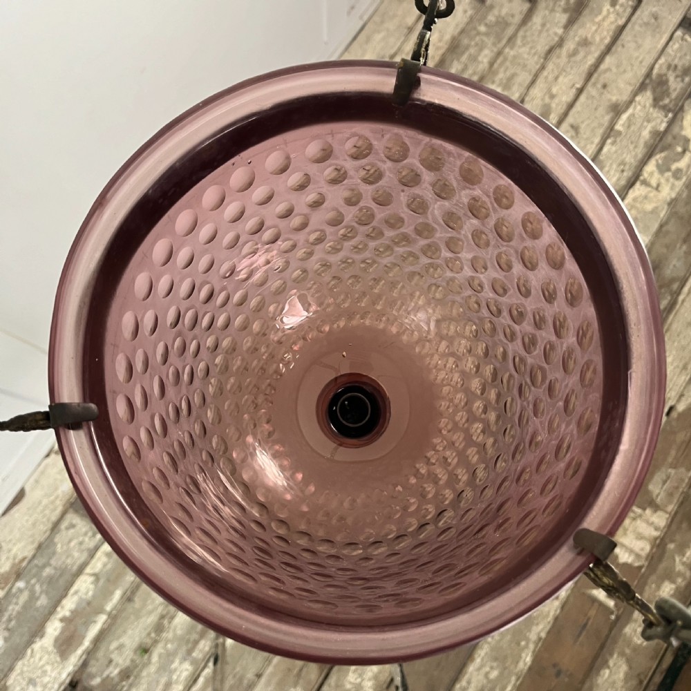 Edwardian Pink Glass Pendant Light View VII