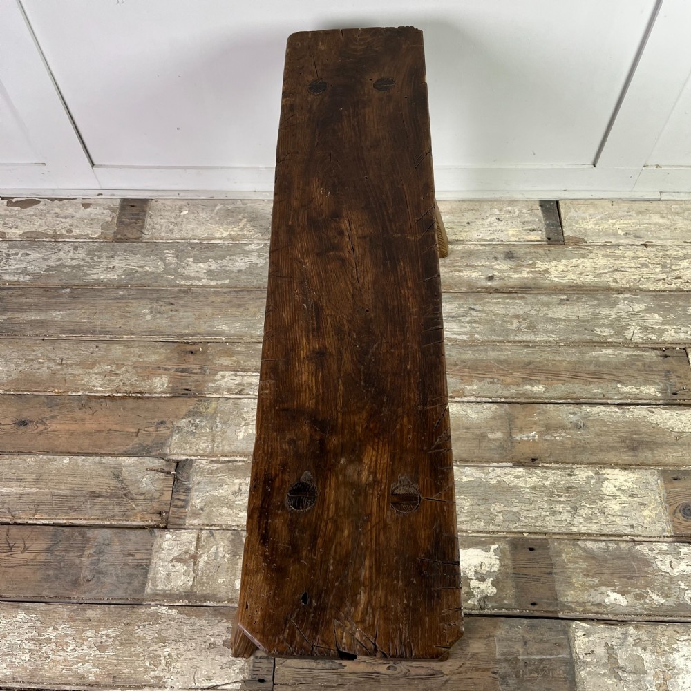 19th C. Elm Pig Bench View V