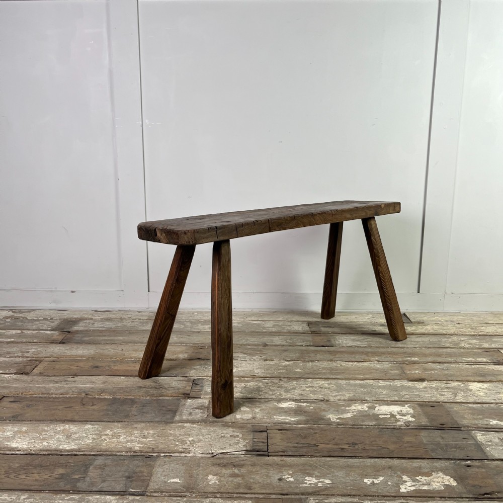 19th C. Elm Pig Bench View VI