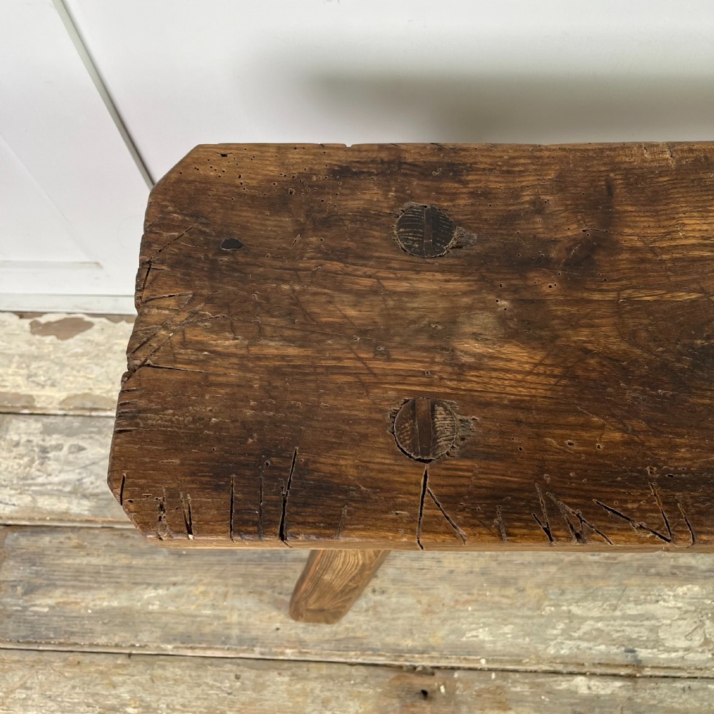 19th C. Elm Pig Bench View IX