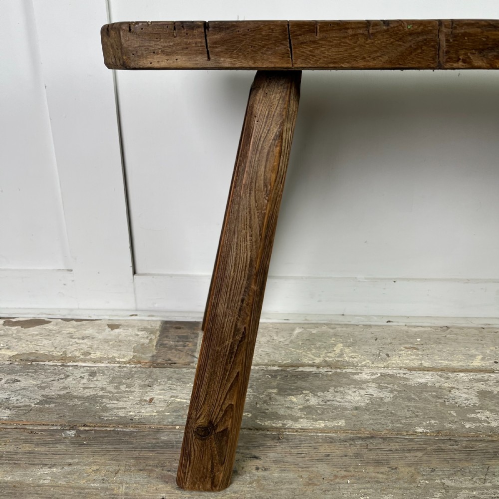 19th C. Elm Pig Bench View X