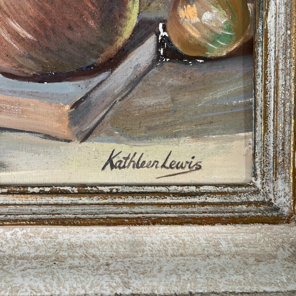 Still Life, Oil on Boar, Signed Kathleen Lewis View II