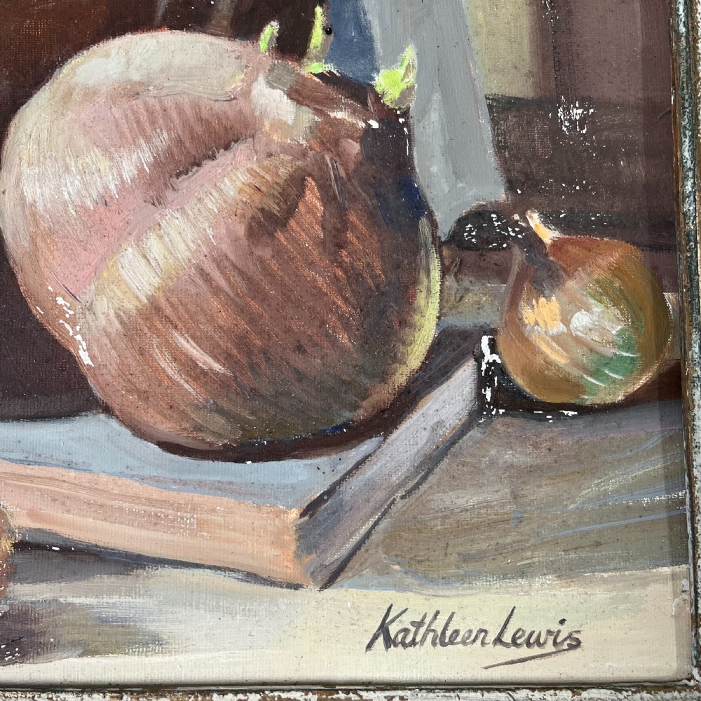 Still Life, Oil on Boar, Signed Kathleen Lewis View VII