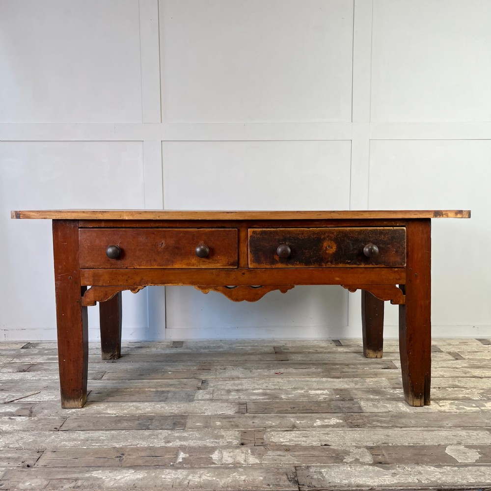19th C. Pine and Maple Kitchen Prep Table