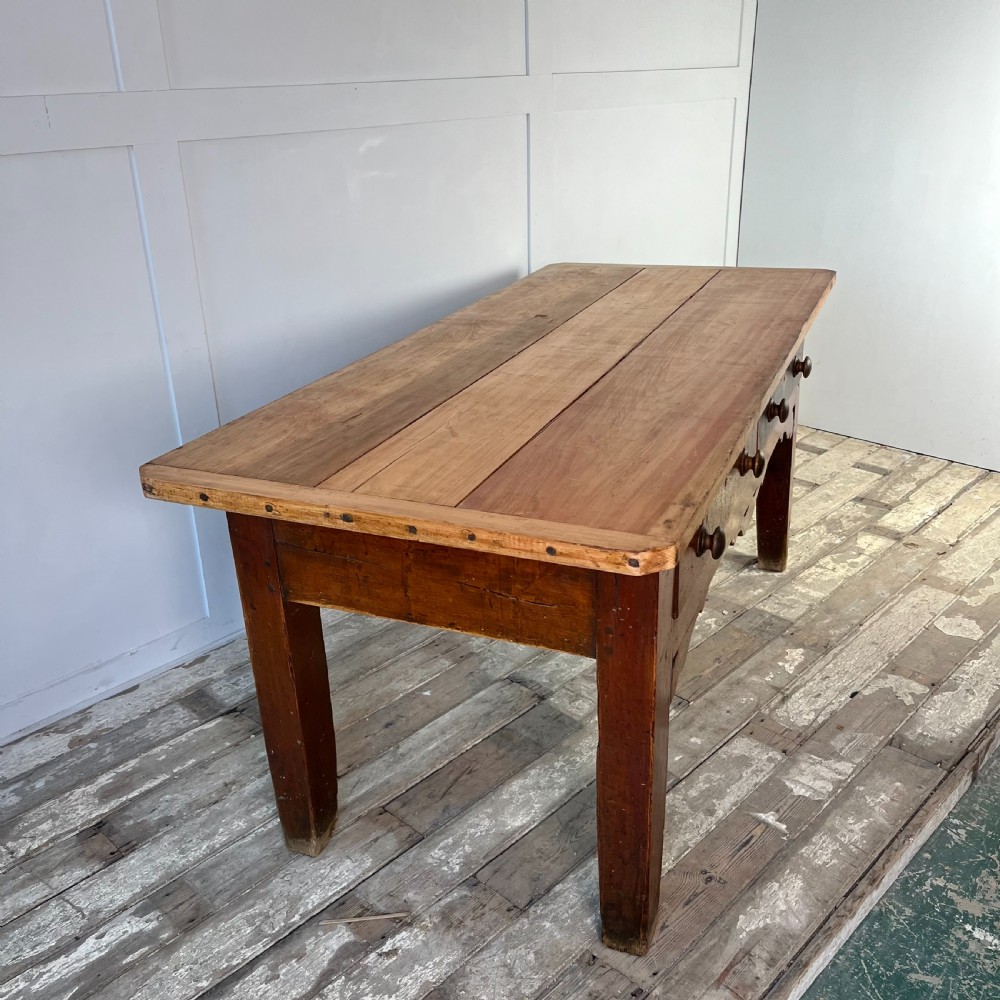 19th C. Pine and Maple Kitchen Prep Table View XIII
