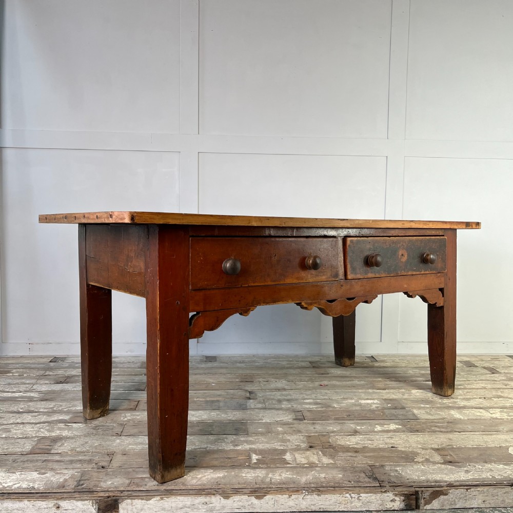19th C. Pine and Maple Kitchen Prep Table View XIV