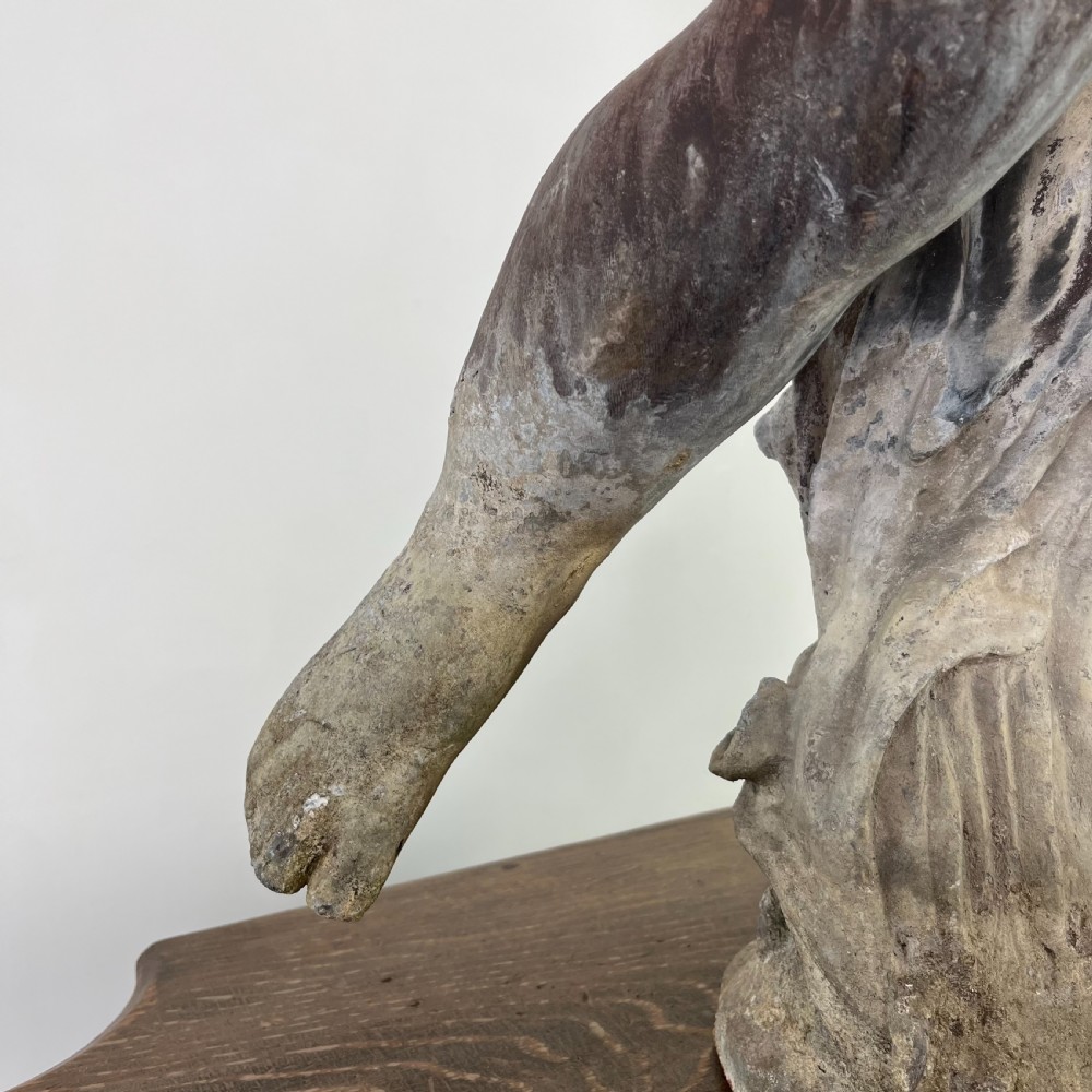 Large 19th C. Lead Water Fountain Figure of Boy with Fish View X