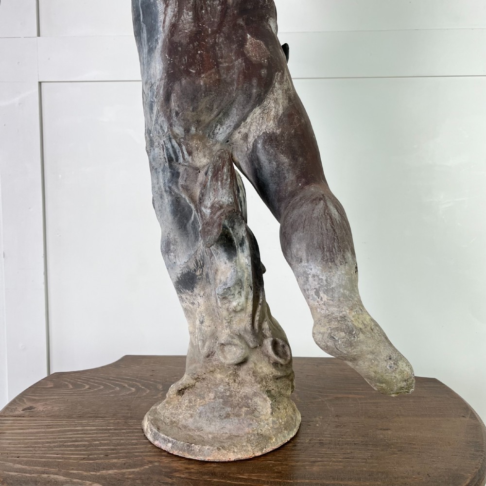 Large 19th C. Lead Water Fountain Figure of Boy with Fish View XVII