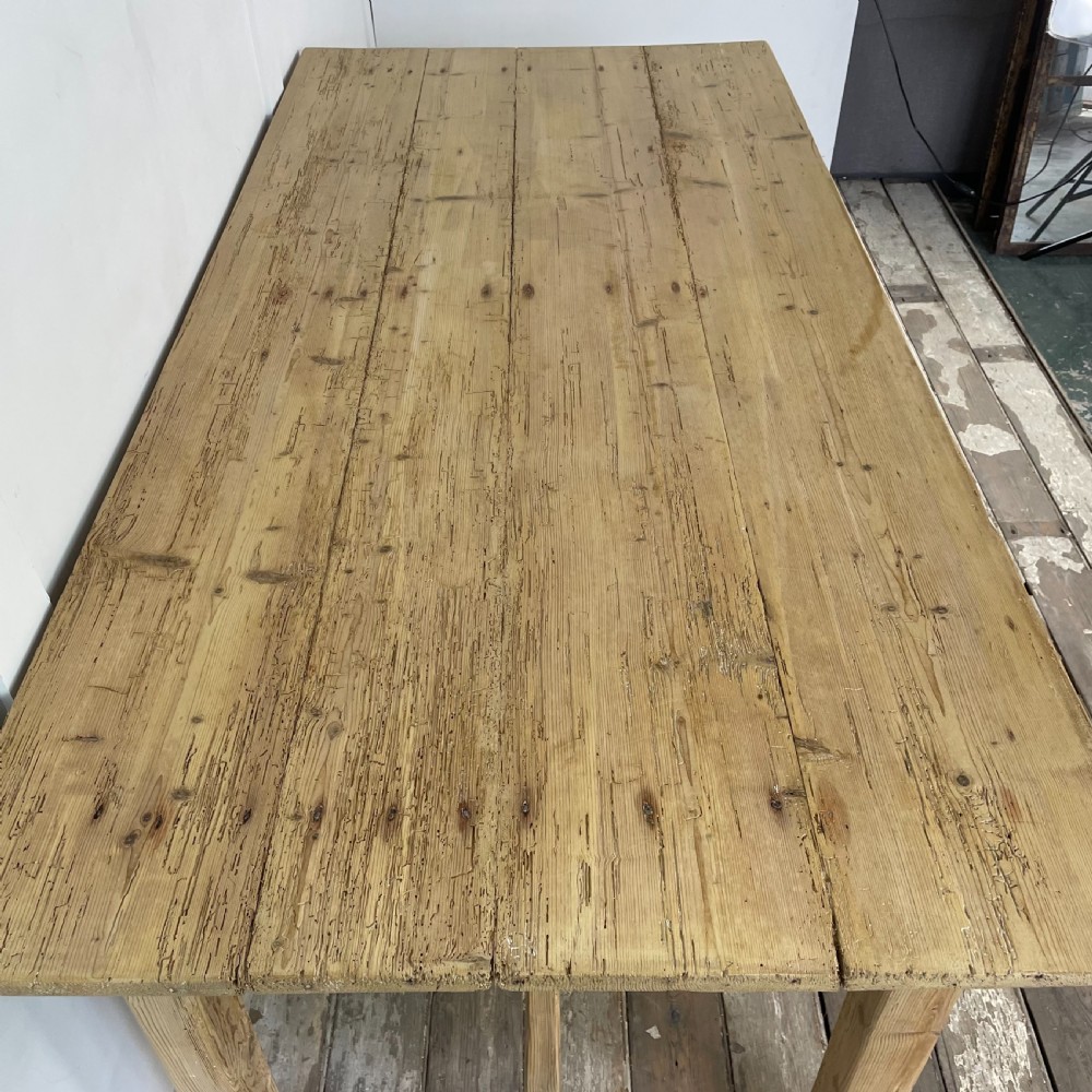 Early 19th C. Pine Farmhouse Kitchen Table View X