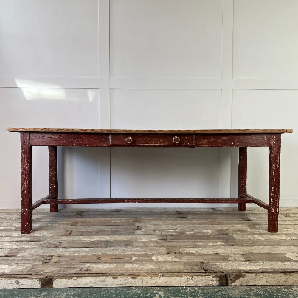 19th C. French Painted Pine Kitchen Table