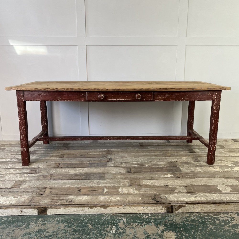 19th C. French Painted Pine Kitchen Table View II