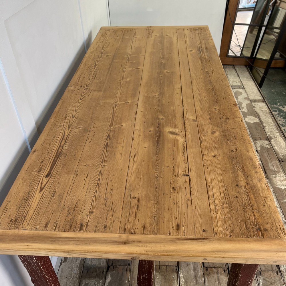 19th C. French Painted Pine Kitchen Table View III