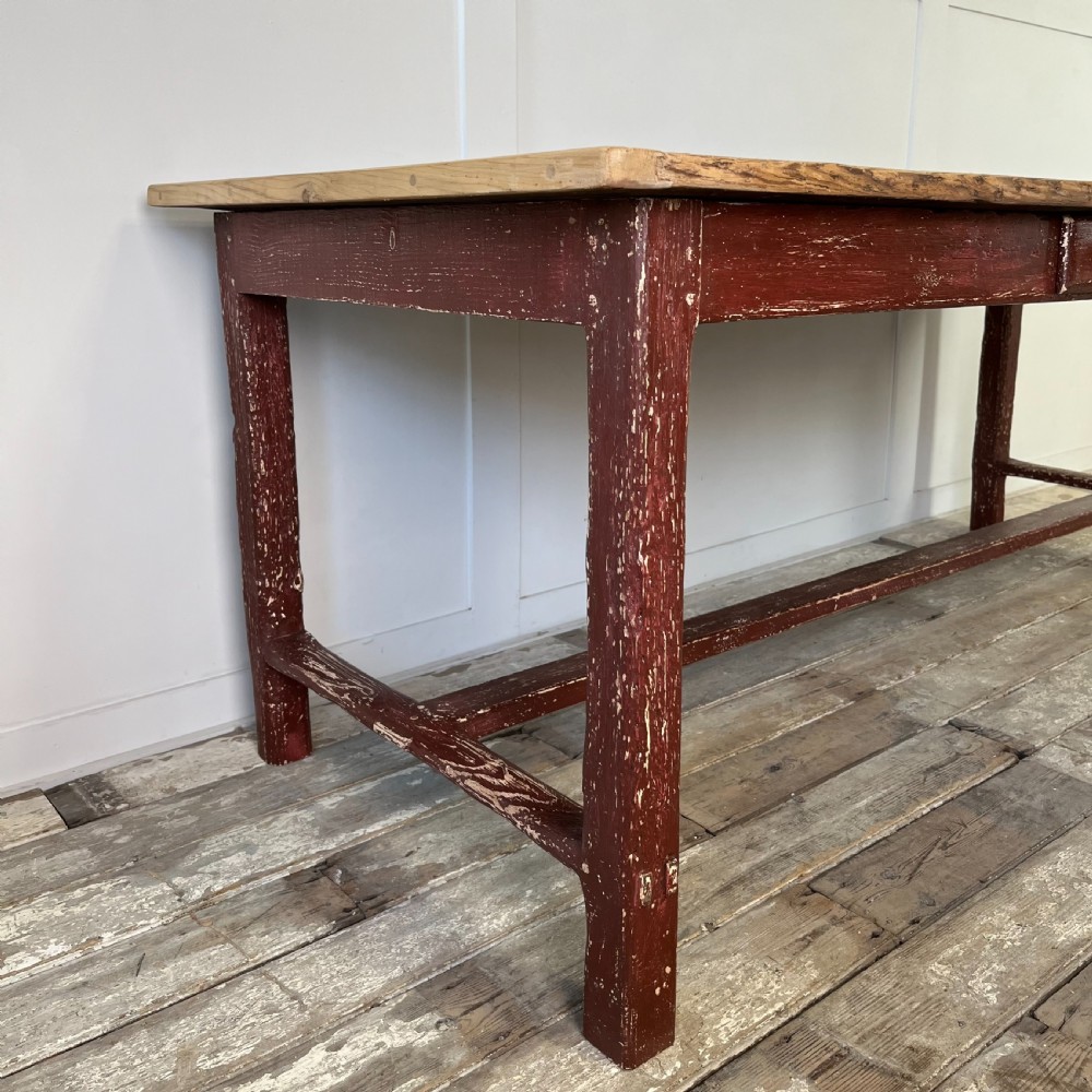 19th C. French Painted Pine Kitchen Table View IV