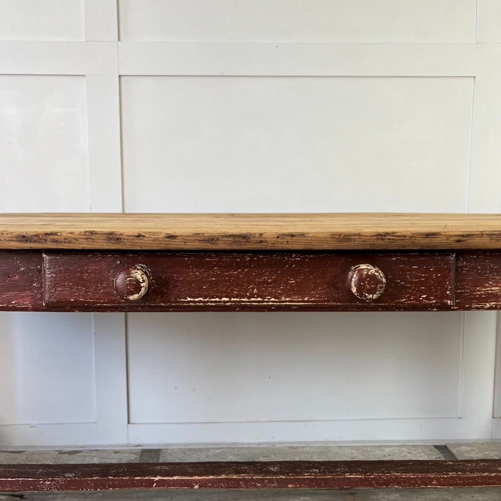 19th C. French Painted Pine Kitchen Table View VI