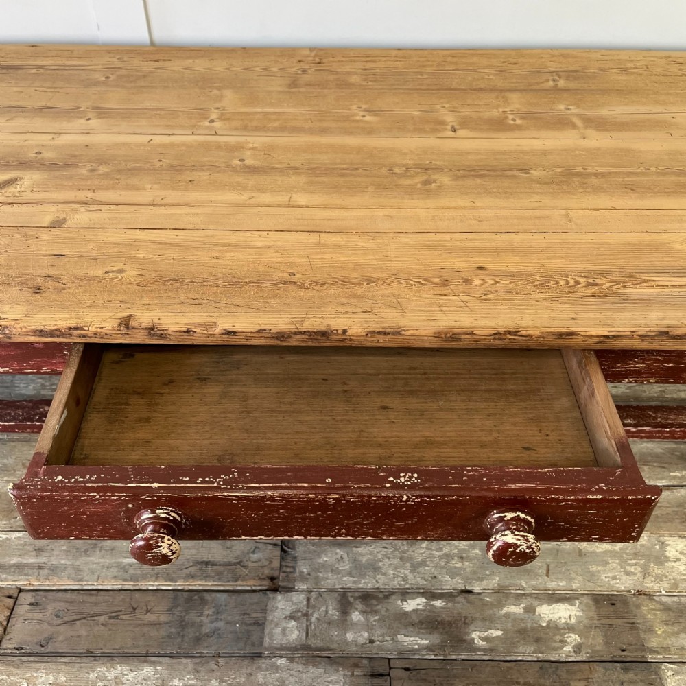 19th C. French Painted Pine Kitchen Table View VIII
