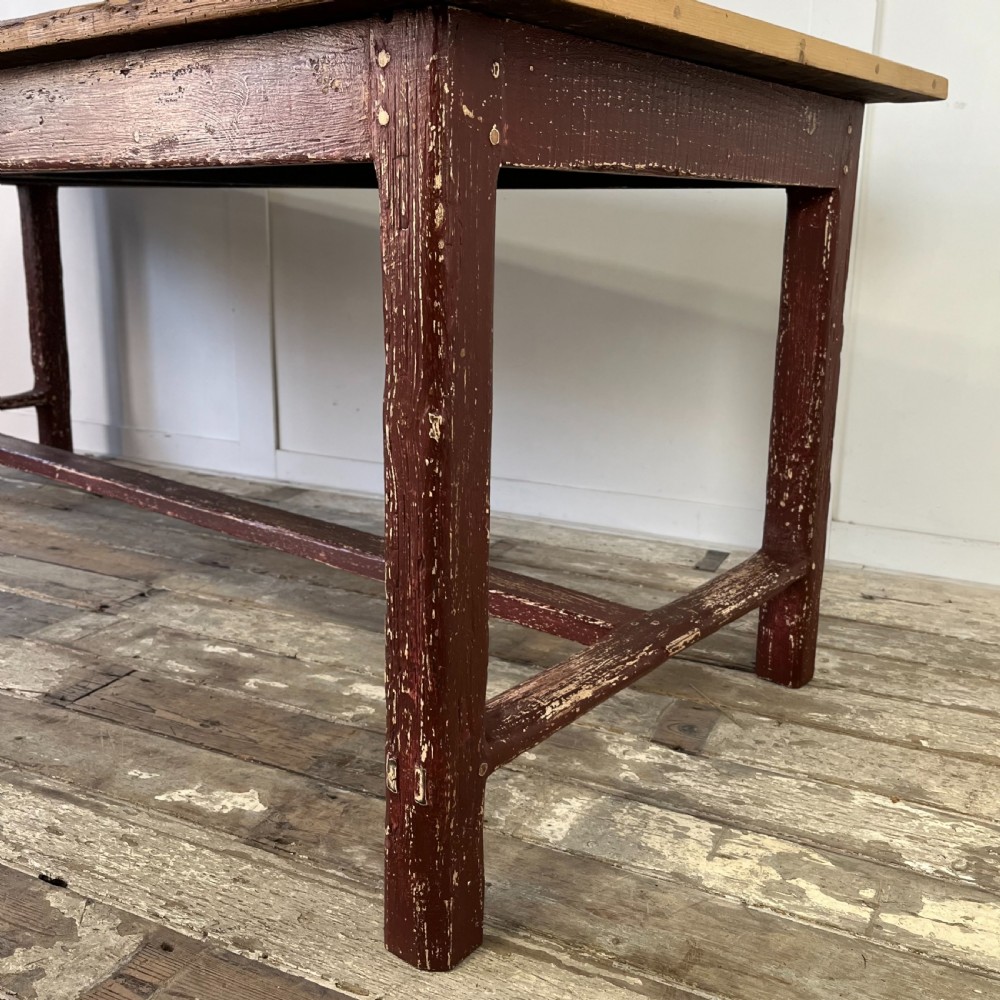 19th C. French Painted Pine Kitchen Table View IX