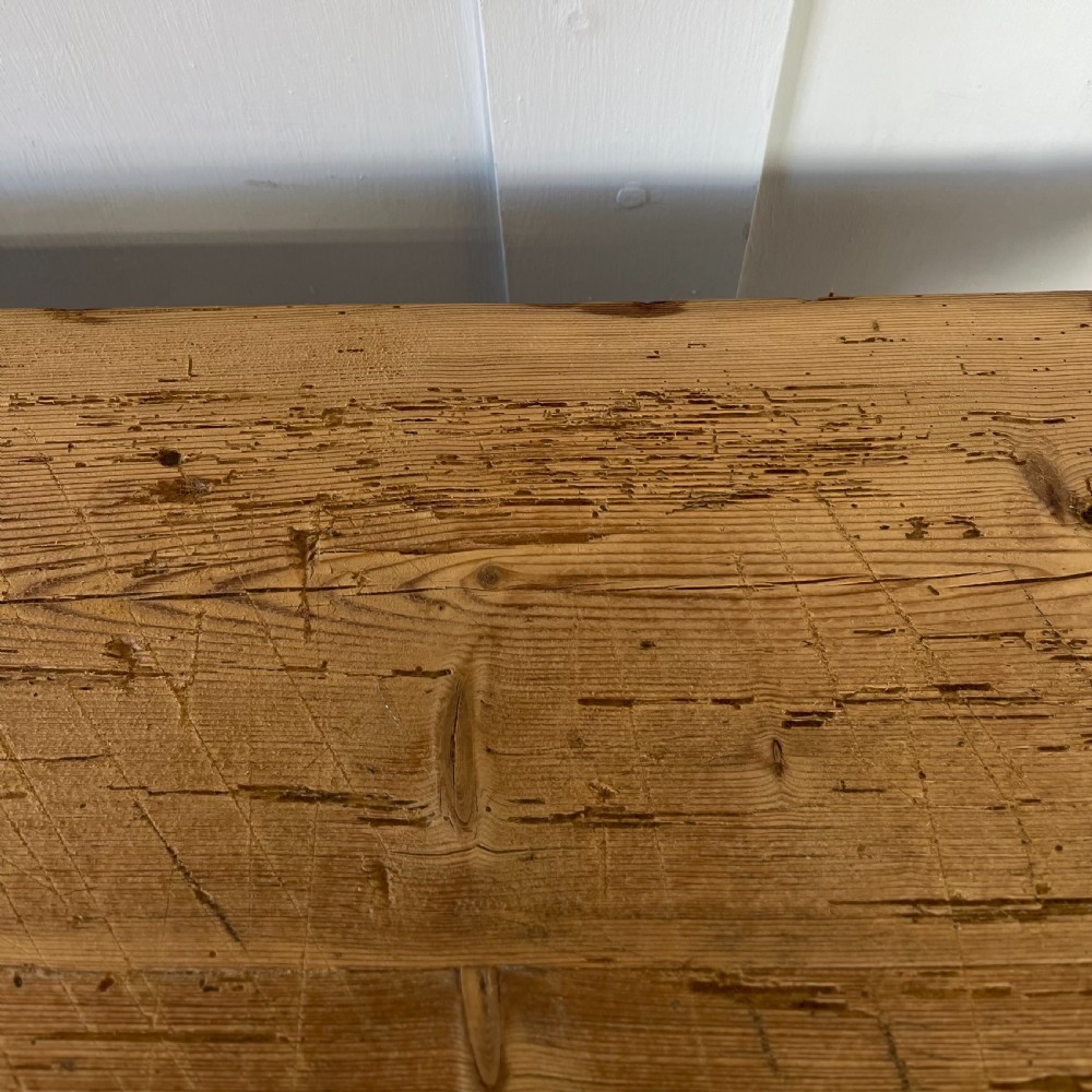 19th C. French Painted Pine Kitchen Table View XI
