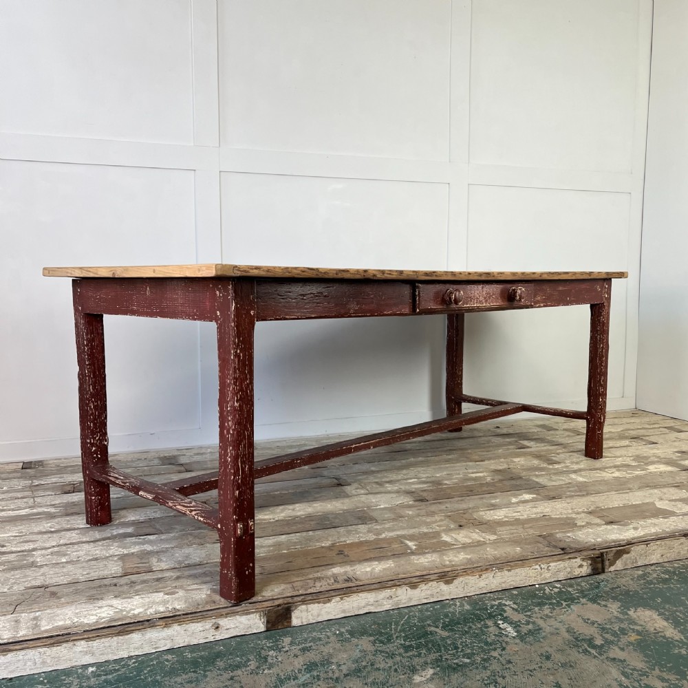 19th C. French Painted Pine Kitchen Table View XIV