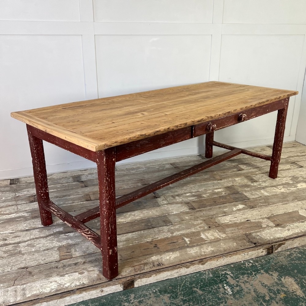 19th C. French Painted Pine Kitchen Table View XV