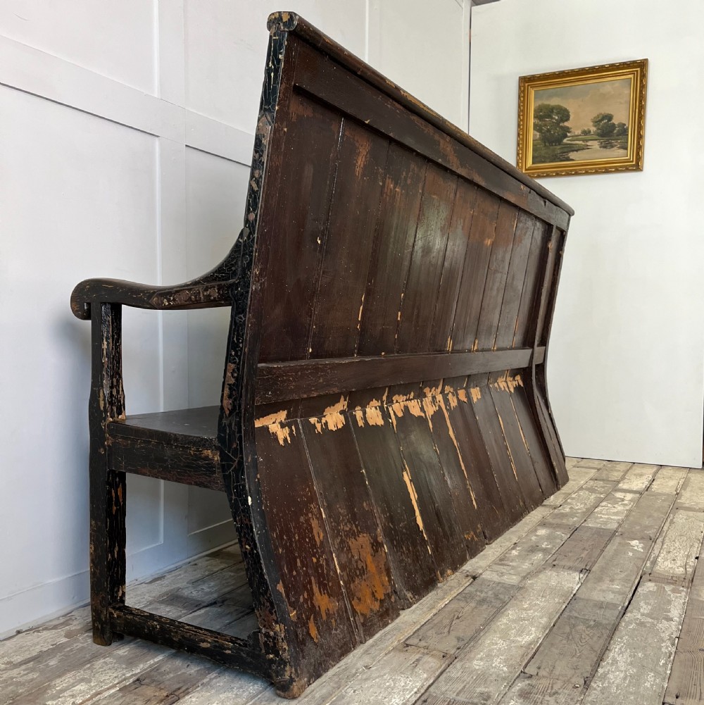 Early 19th C. Pine Tavern Settle View XVI
