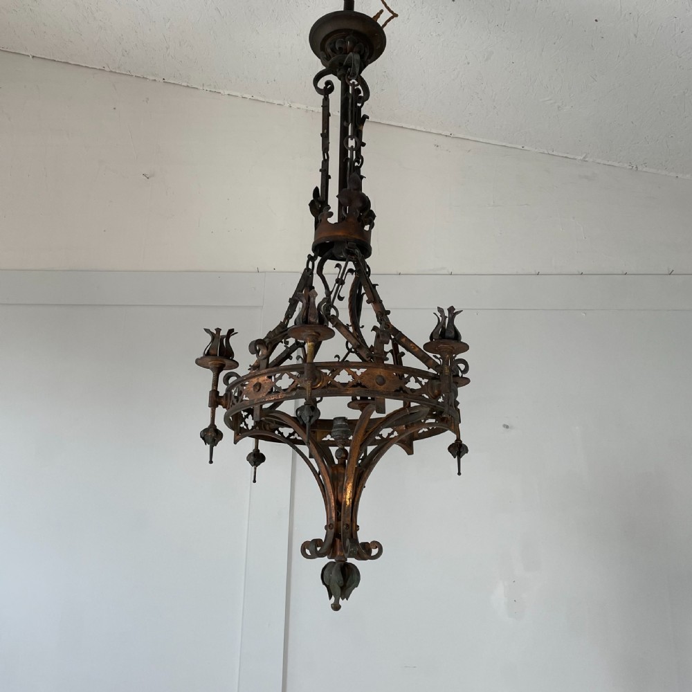 19th C. Brass Chandelier View II