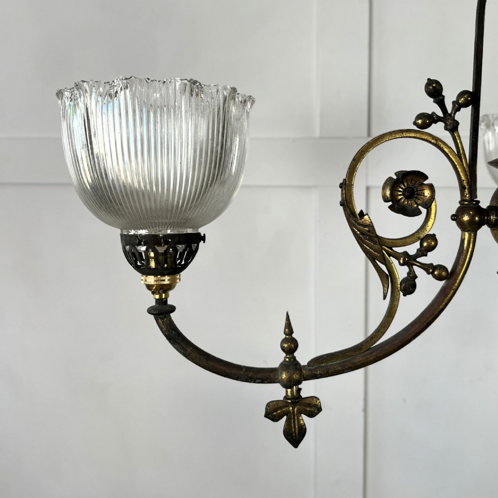 Victorian Converted Gilded Brass Chandelier View III