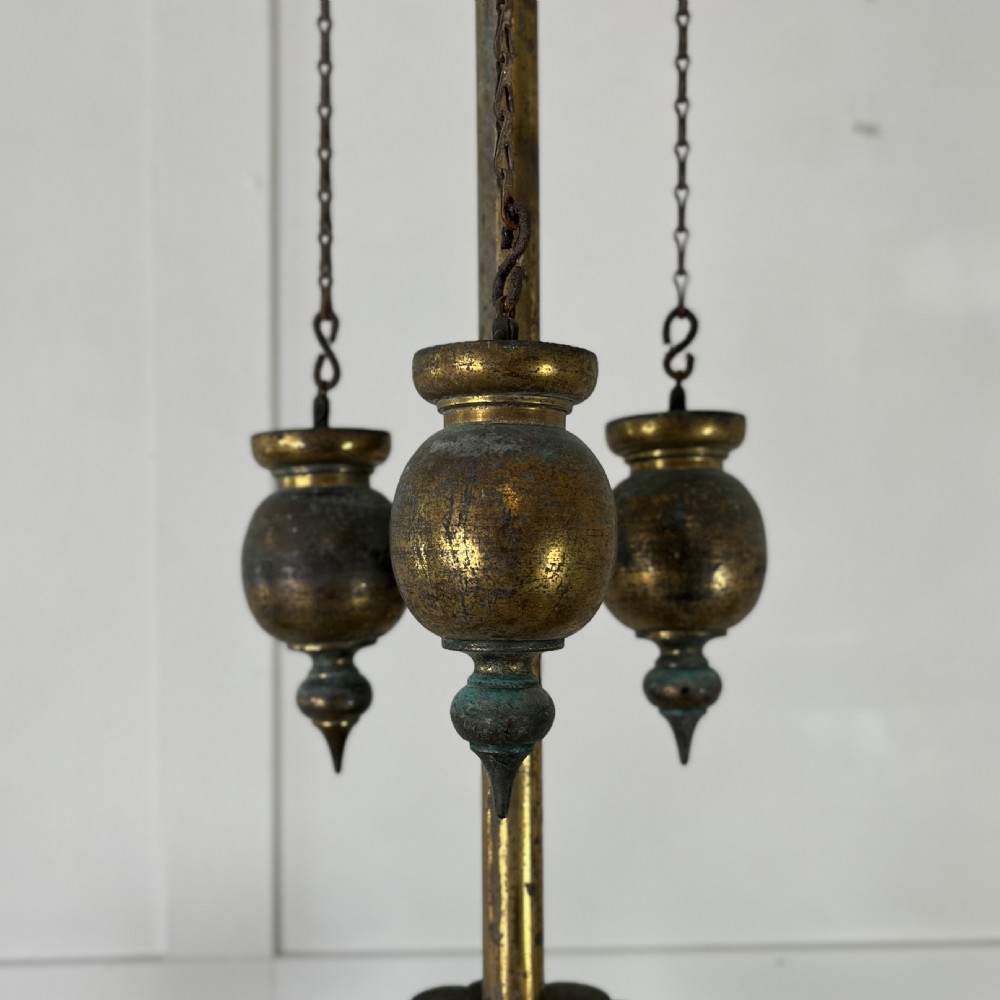 Victorian Converted Gilded Brass Chandelier View V