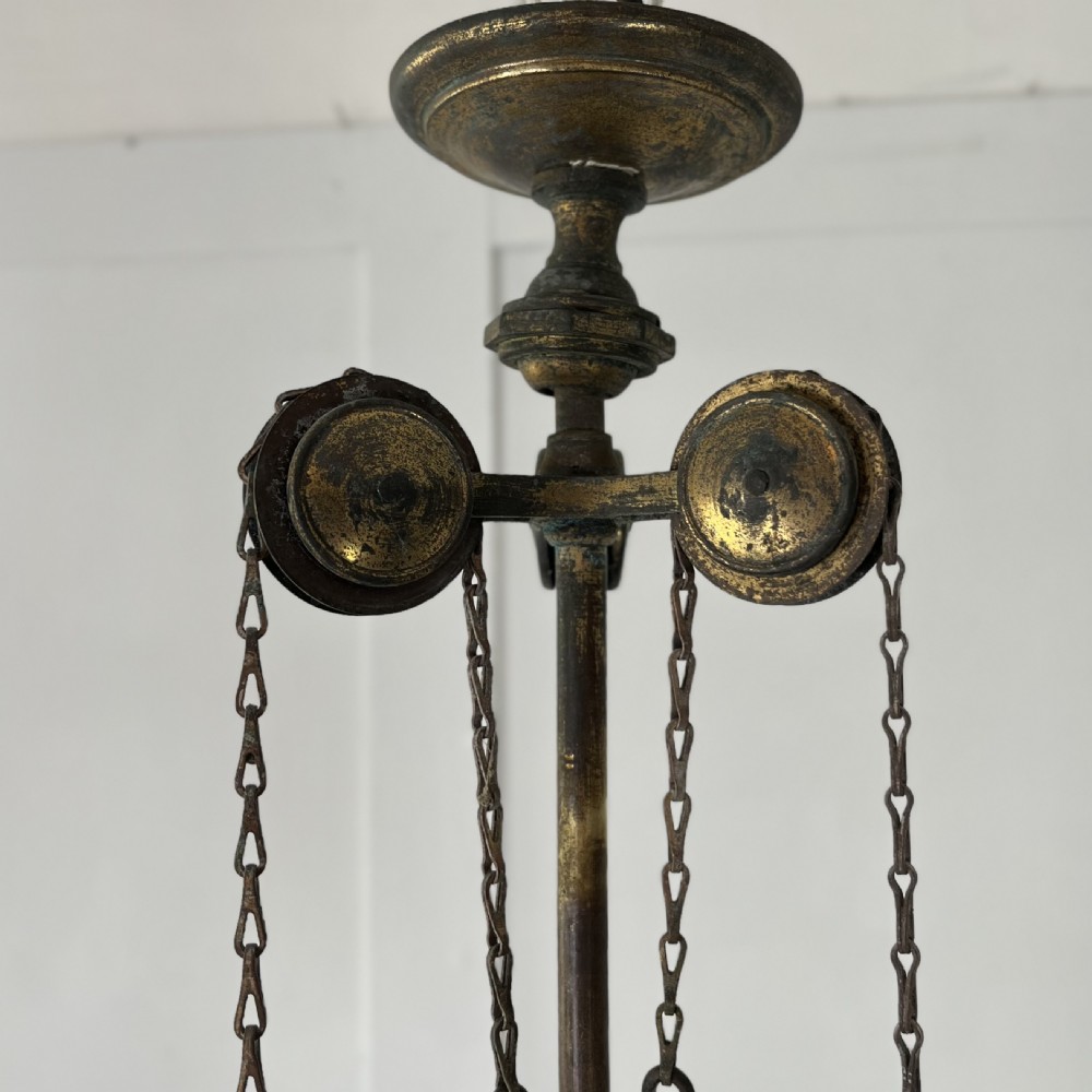 Victorian Converted Gilded Brass Chandelier View VI