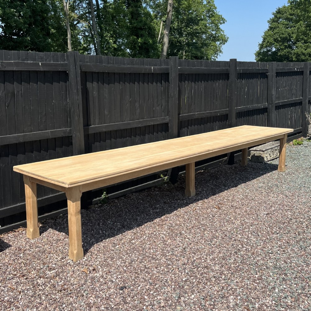 15ft Early 20th C. Pale Oak Dining Table