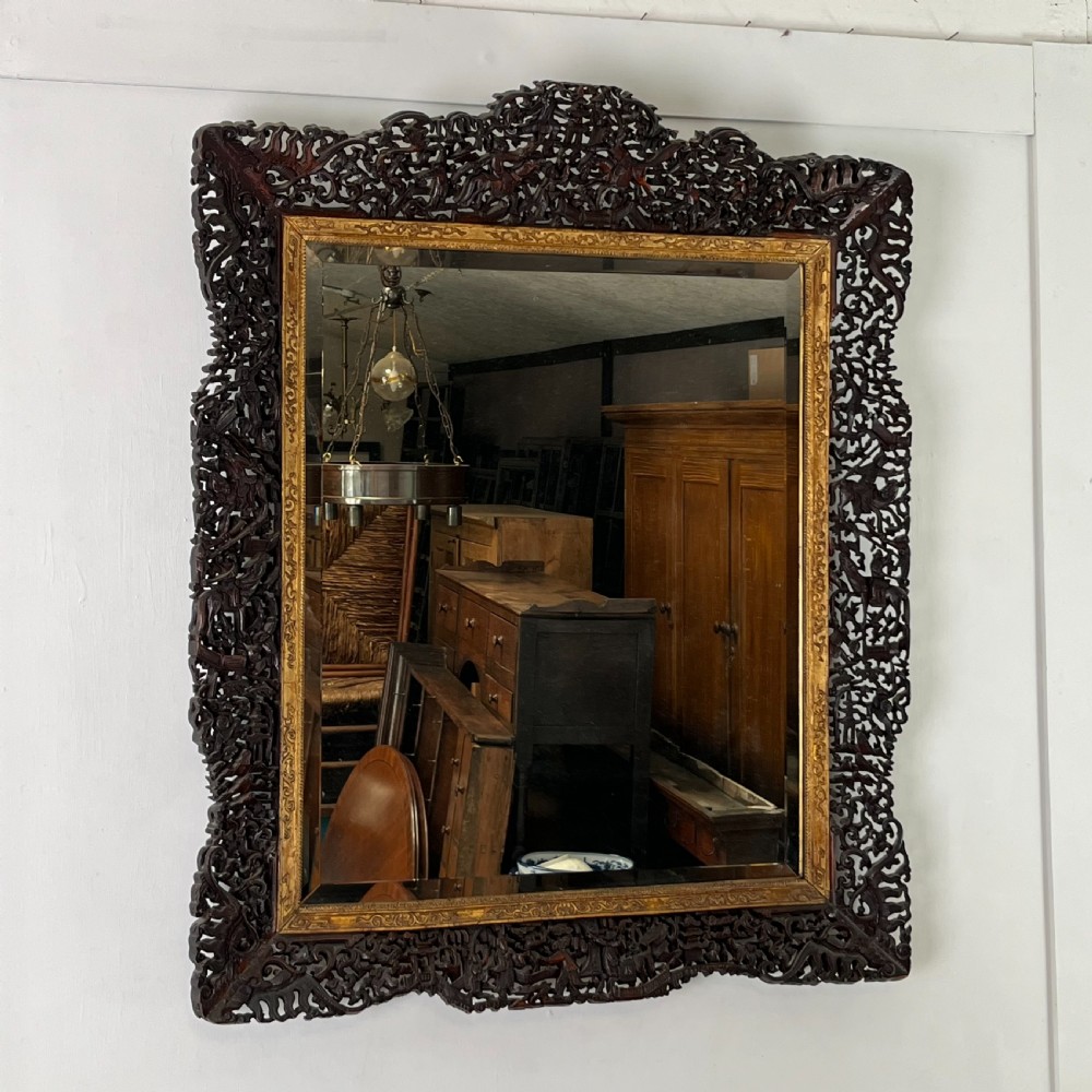 19th C. Carved Chinese Wall Mirror View II