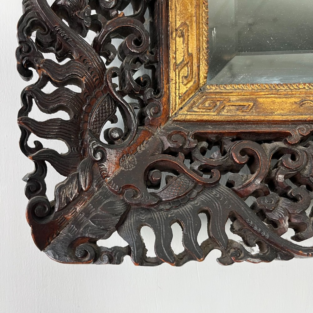 19th C. Carved Chinese Wall Mirror View III