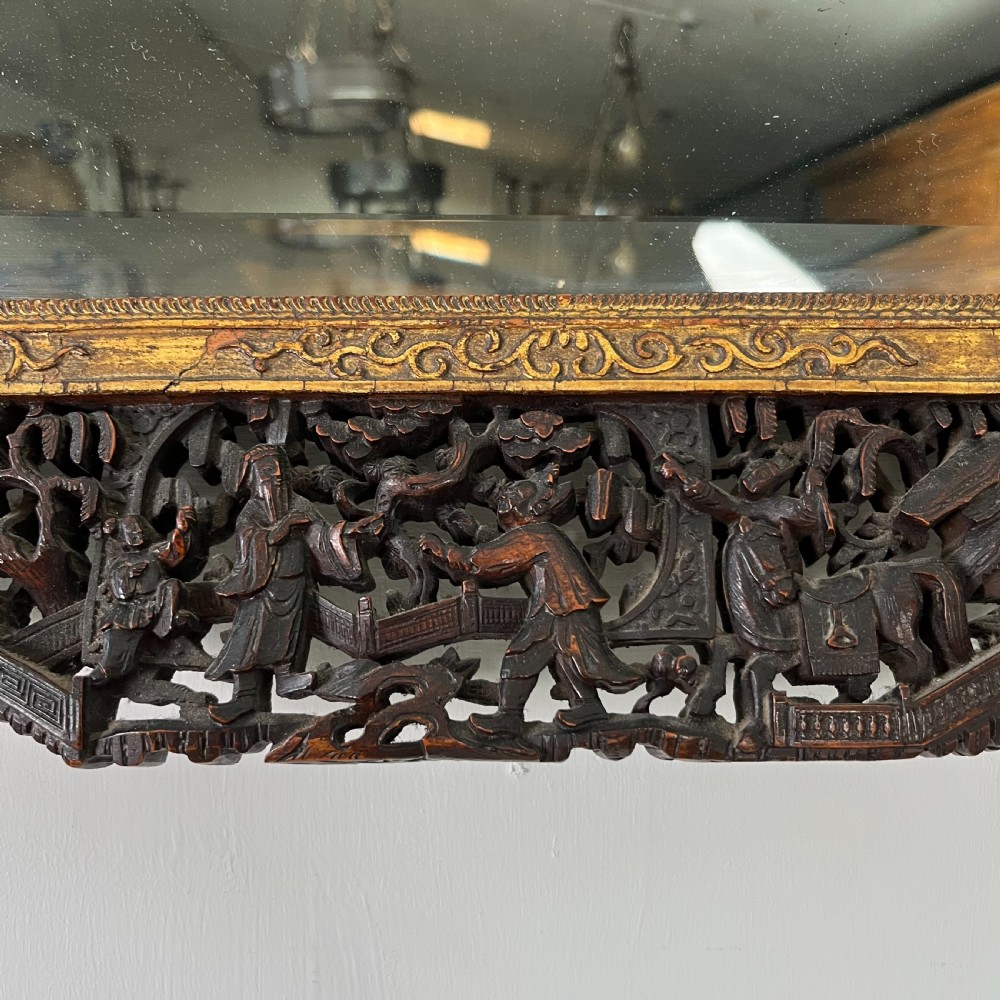 19th C. Carved Chinese Wall Mirror View V