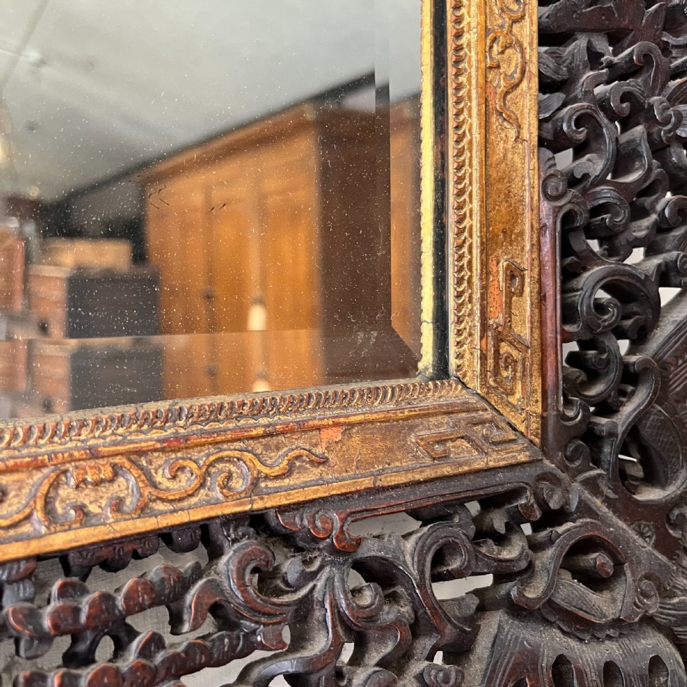19th C. Carved Chinese Wall Mirror View XIII