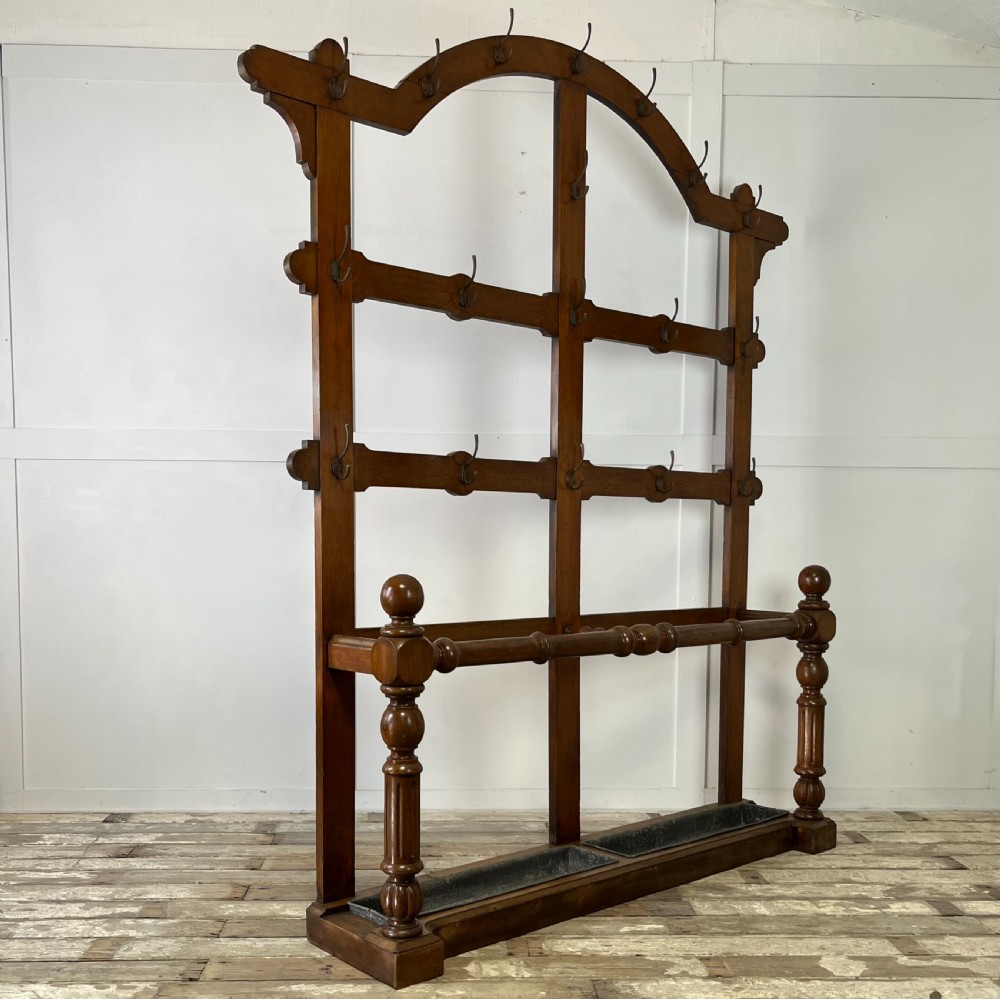 Large 19th C. Oak Coat and Hat Stand