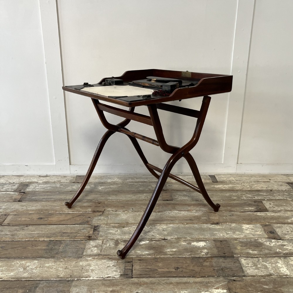 19th C. Walnut Folding Campaign Desk