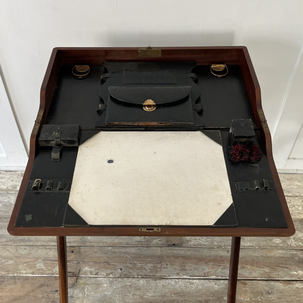 19th C. Walnut Folding Campaign Desk View IV