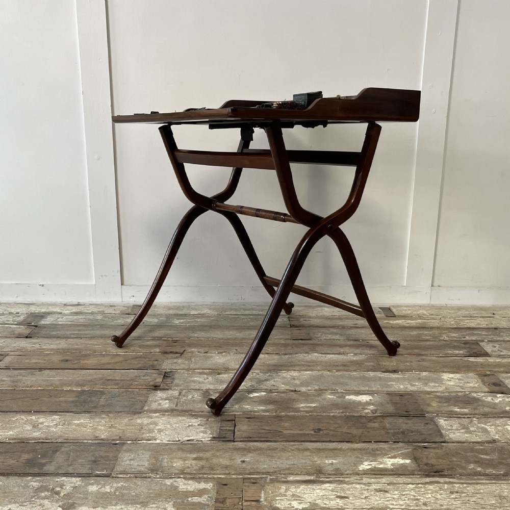 19th C. Walnut Folding Campaign Desk View X