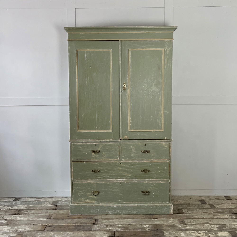 Victorian Painted Pine Linen Cupboard