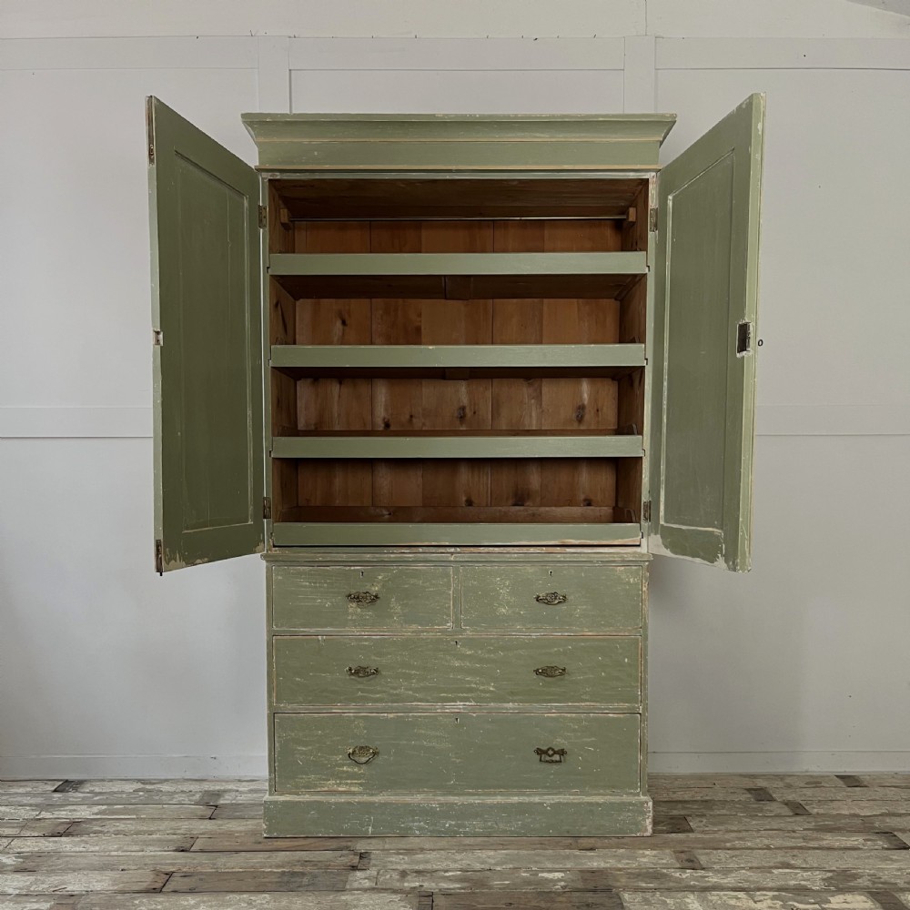 Victorian Painted Pine Linen Cupboard View II