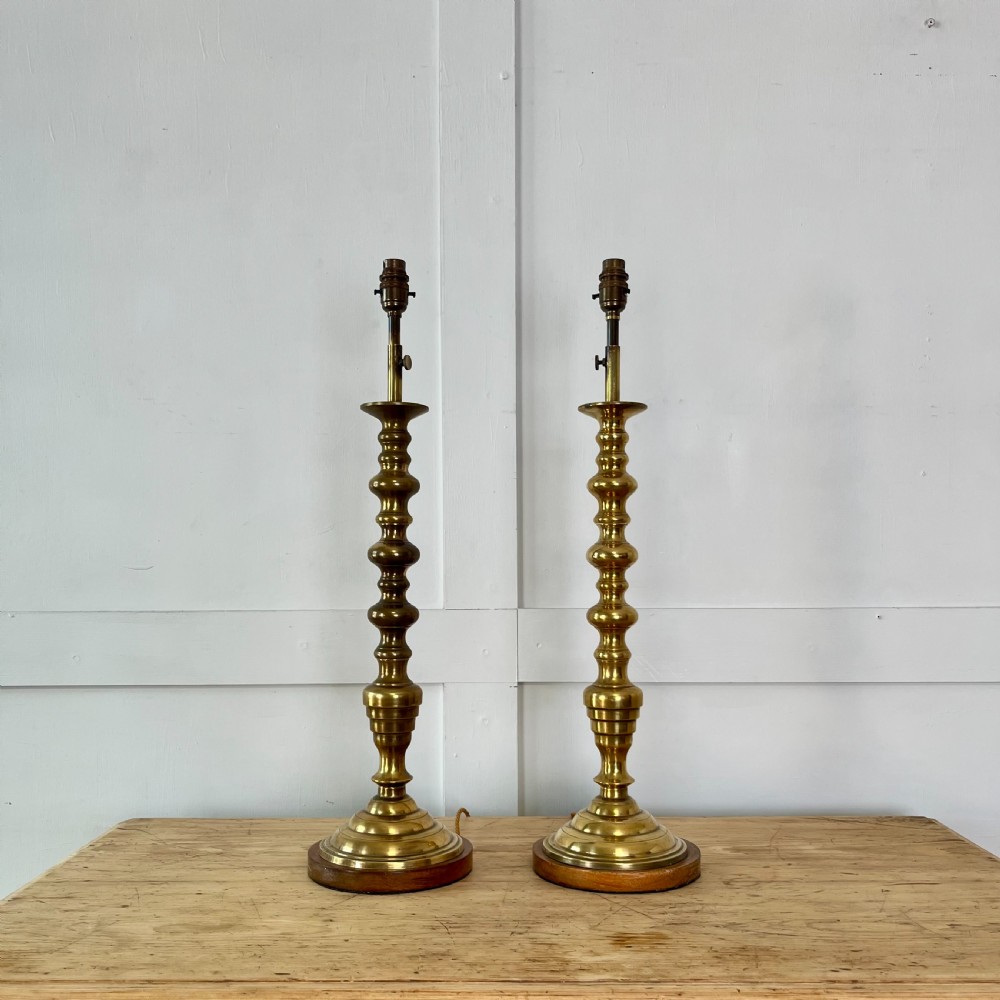 Pair of Brass Telescopic Table Lamps