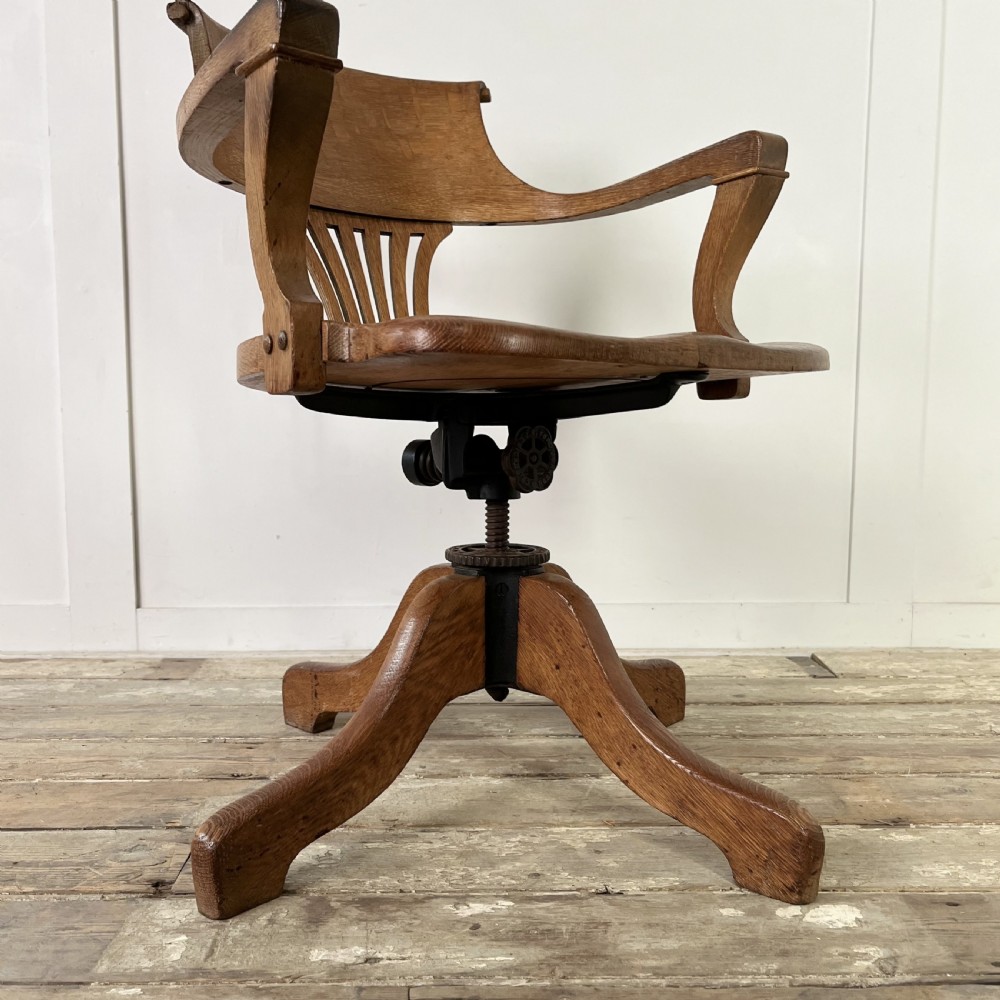 Victorian Oak Tilting Office Chair View III