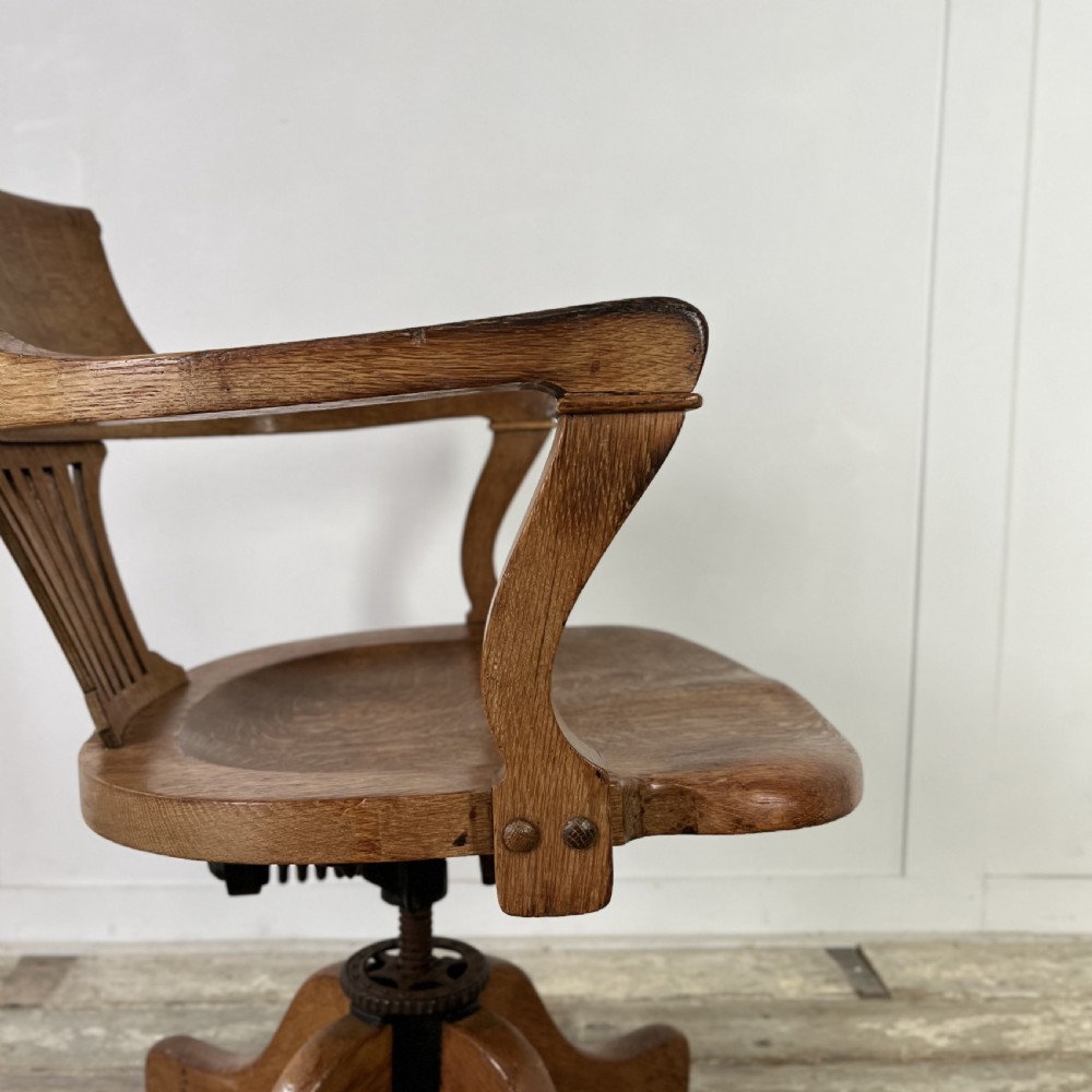 Victorian Oak Tilting Office Chair View VII