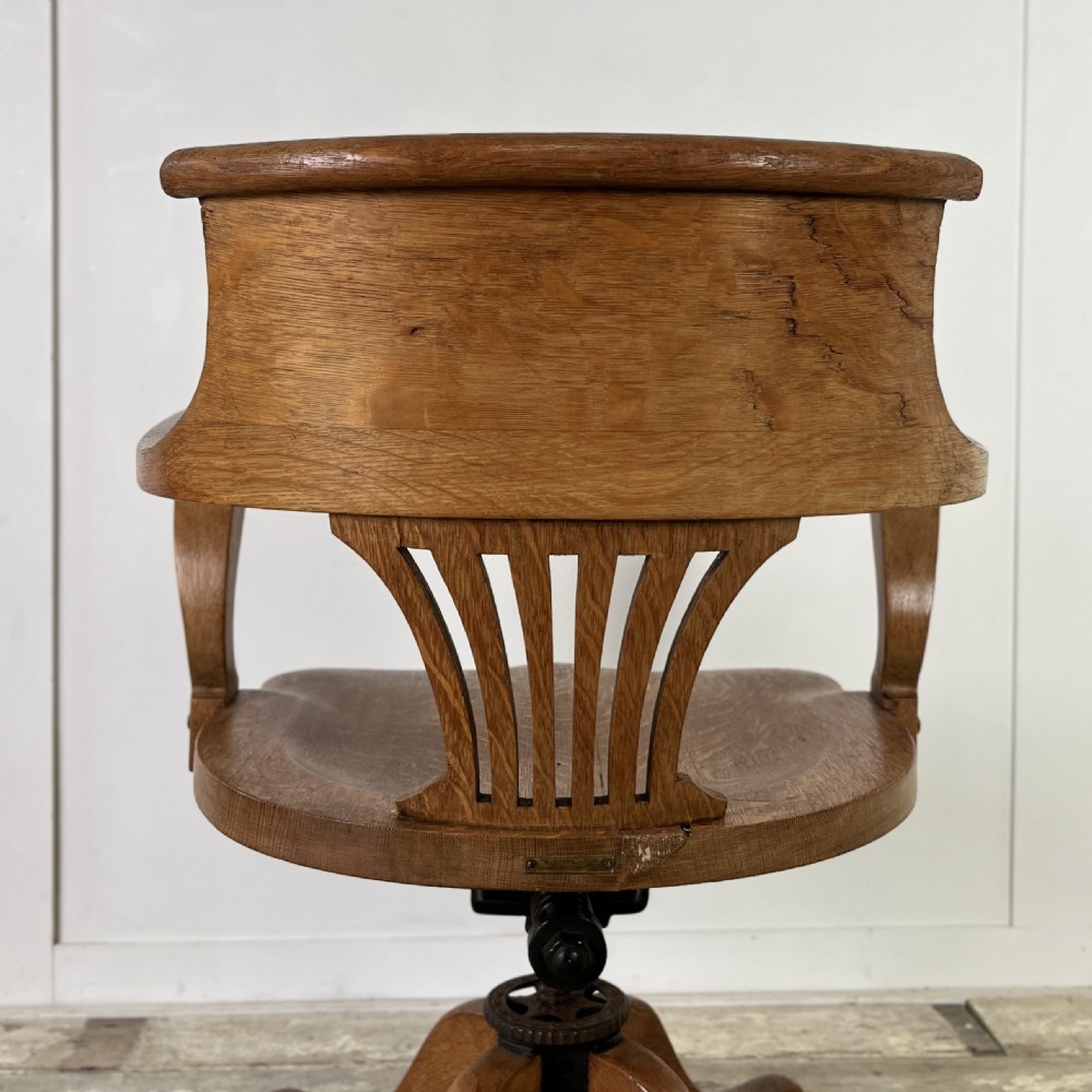 Victorian Oak Tilting Office Chair View IX