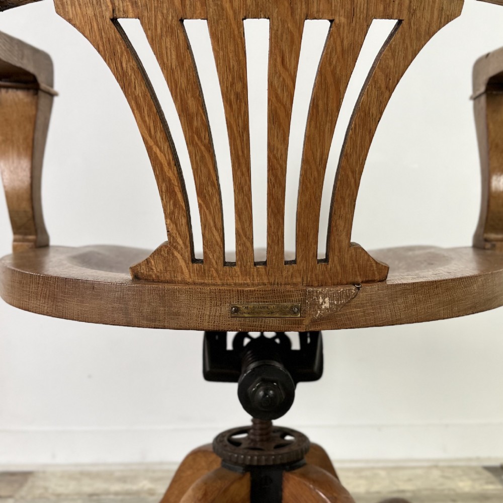 Victorian Oak Tilting Office Chair View X