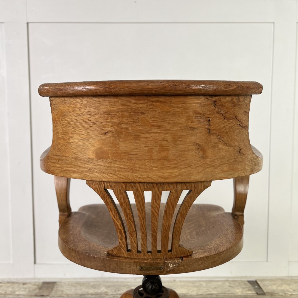 Victorian Oak Tilting Office Chair View XI