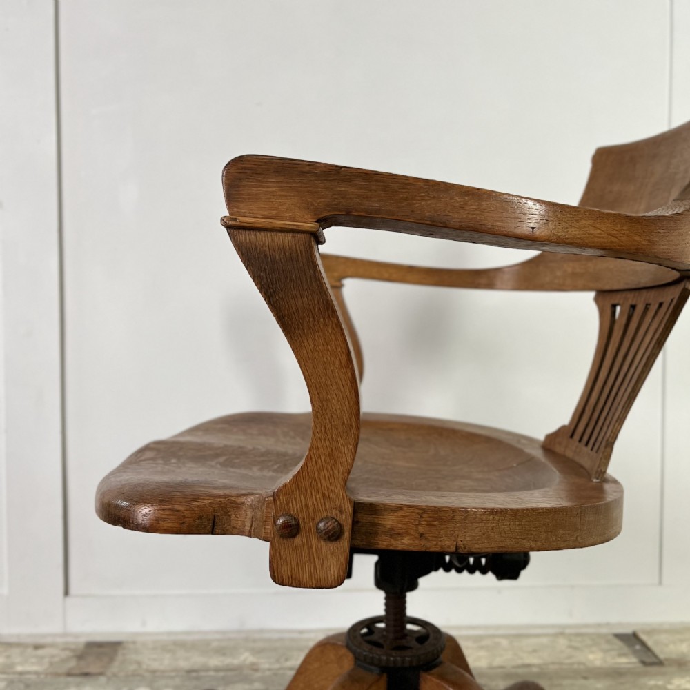 Victorian Oak Tilting Office Chair View XII