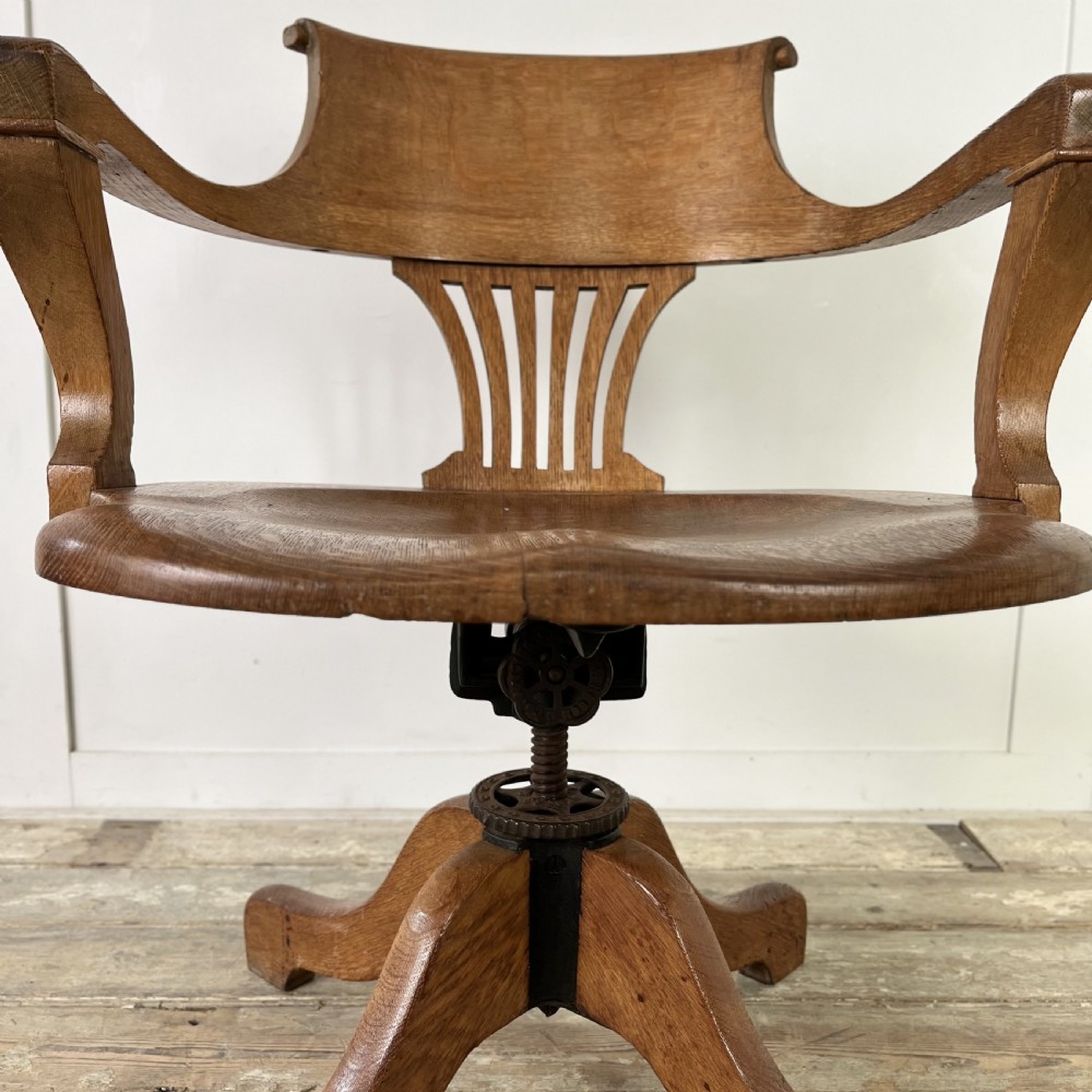 Victorian Oak Tilting Office Chair View XIII