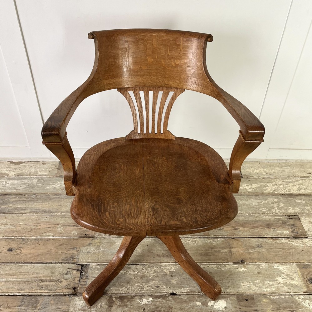 Victorian Oak Tilting Office Chair View XIV